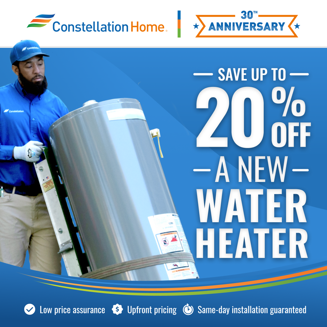 Save up to 20 percent off a new water heater